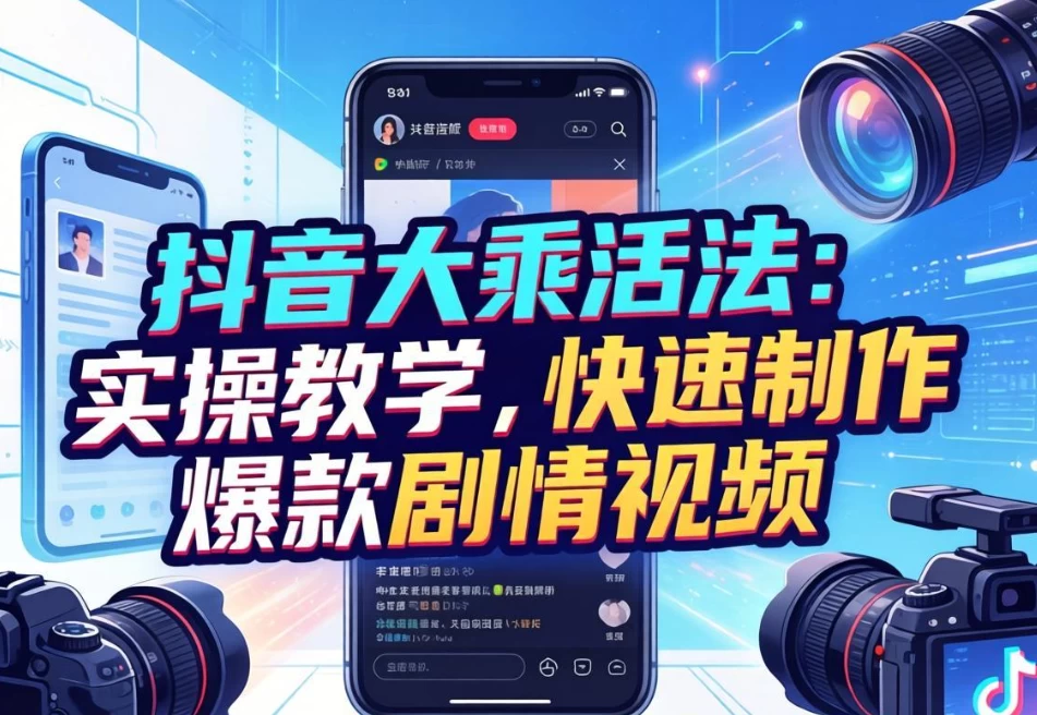 图片[1]-抖音大乘活法 实操教学，快速制作爆款剧情视频-酷软
