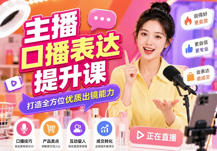图片[1]-主播口播表达提升课 打造全方位优质出镜能力-酷软
