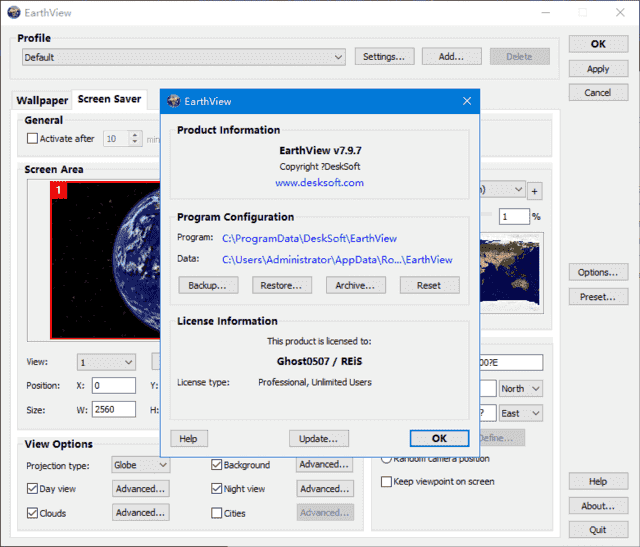EarthView(提供卫星地球照片作为壁纸) v7.12.1 便携版