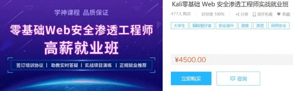 Kali安全渗透高级工程师，Web安全实战就业班培训教程 价值4500元