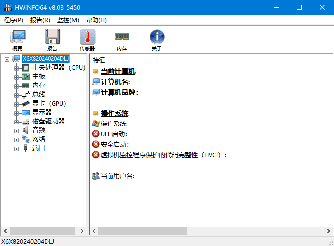 HWiNFO(专业系统信息检测工具) v8.22 / 8.23.5690 中文绿色版