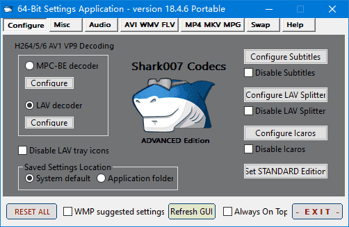 Shark007 Codecs(多媒体编解码器套件) v20.0.7 便携版