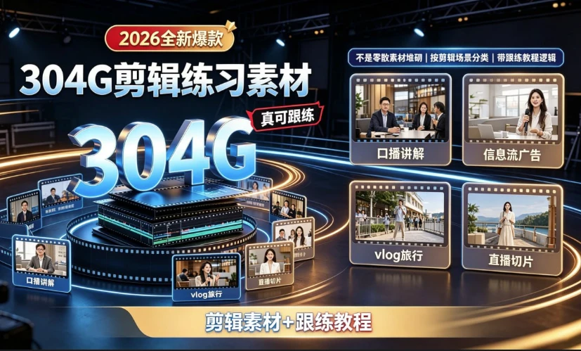 图片[1]-2026全新爆款304G剪辑练习素材（含课程）-酷软