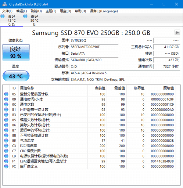 CrystalDiskInfo(硬盘监控工具) v9.6.1 中文绿色版