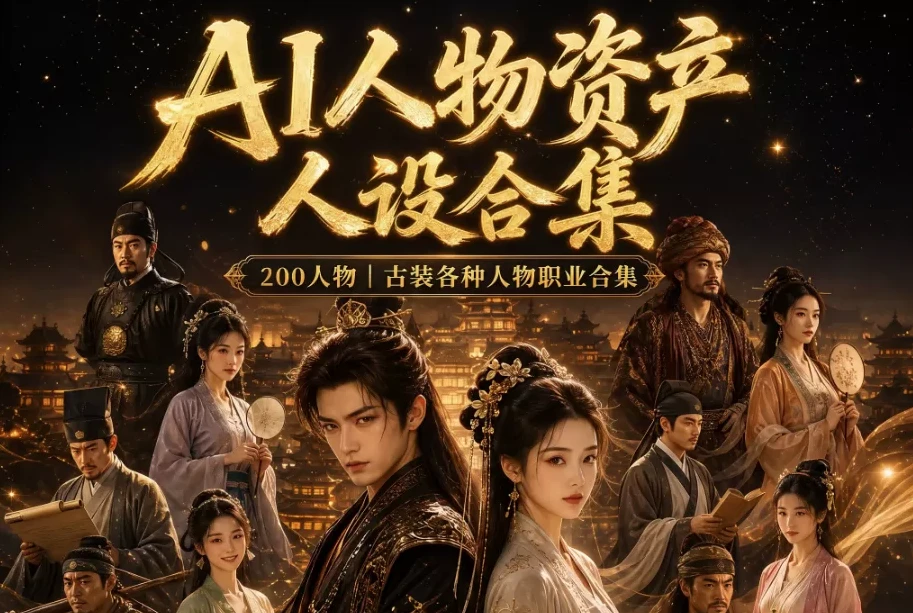 图片[1]-AI漫剧短剧人物资产200个古代言情人物+提示词-酷软