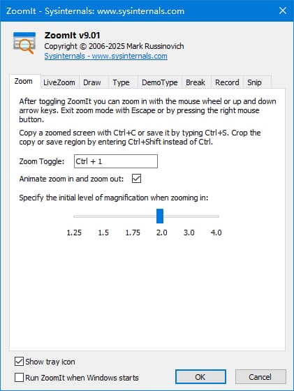图片[1]-Sysinternals ZoomIt(微软放大镜工具) v12.11 绿色版-酷软